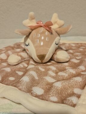 Baby Essentials Baby Deer Pink Bow Security Blanket Lovey.